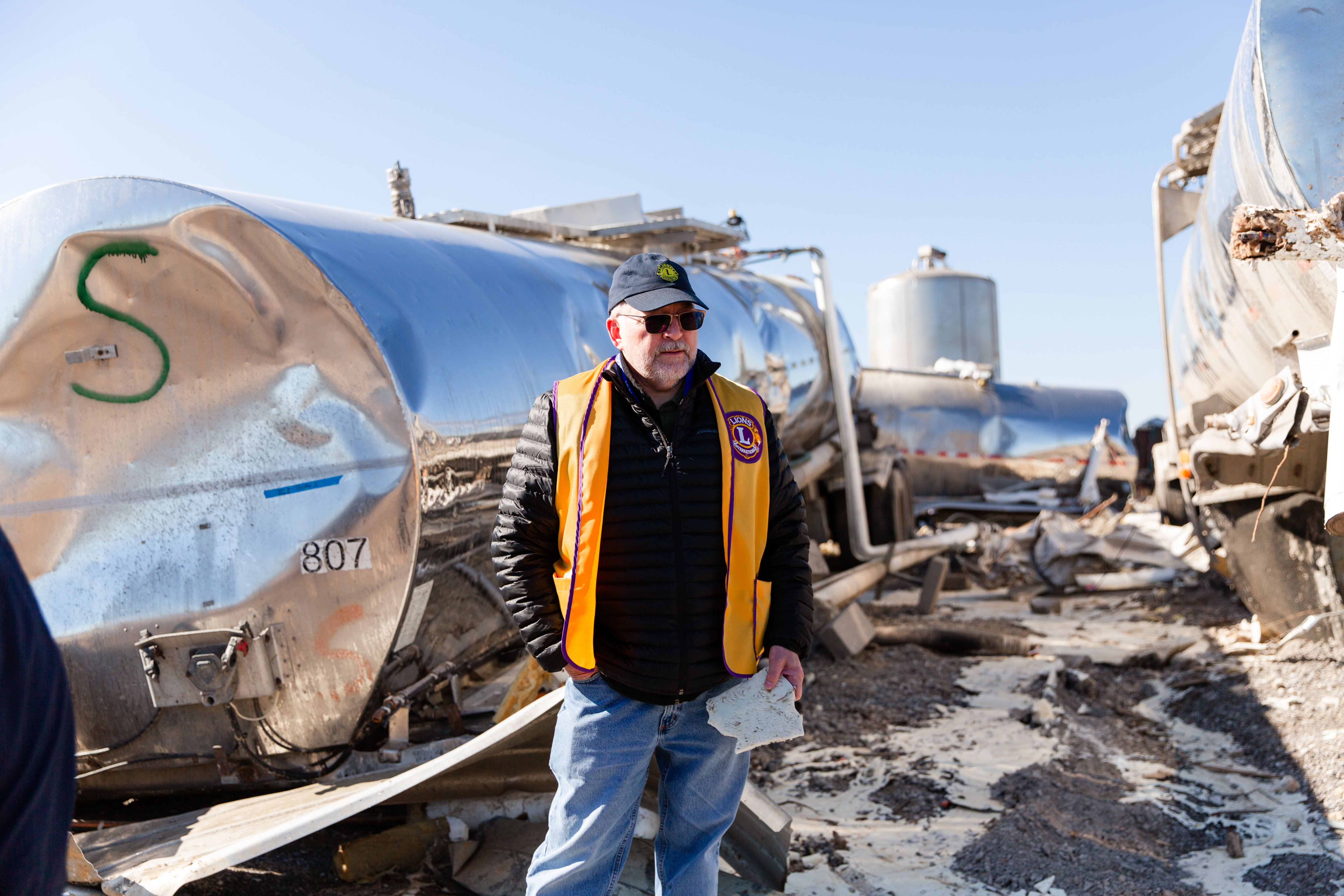 Judge Kevin Bishop watching the devastation created by the tornado