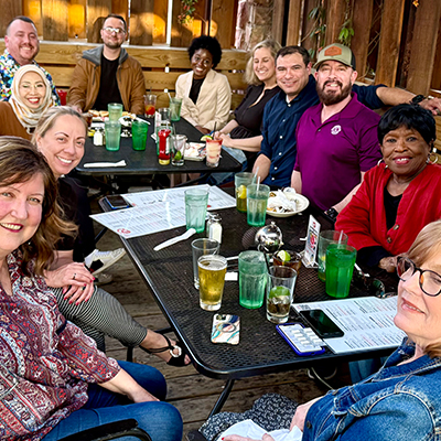Dallas Founder Lions Club members enjoy a meal together, fostering camaraderie and connection outside regular meetings.