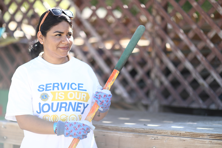 A Lions Club member working at a service project.