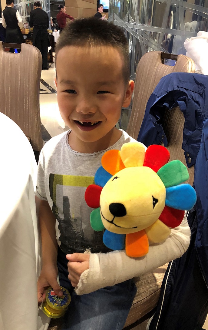 A smiling six-year-old Erkhes