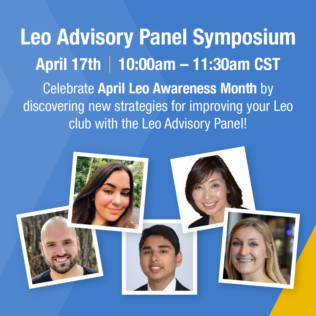 The 2020 – 2021 Leo Advisory Panelist invitation to join their symposium, April 17th.