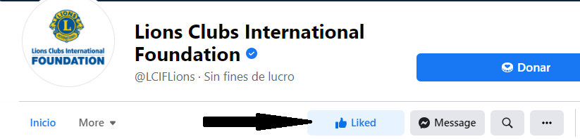 imagen que muestra dónde hacer clic en Me gusta en la página de Facebook.