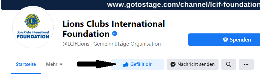 Abbildung, die zeigt, wo Sie die Seite auf Facebook „liken“ können