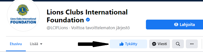 kuva näyttää, missä kohdassa sivusta tykätään Facebookissa