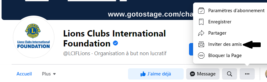  Image montrant où la mention « Inviter des amis » est située
