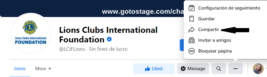 Image showing how to share the page on your newsfeed.