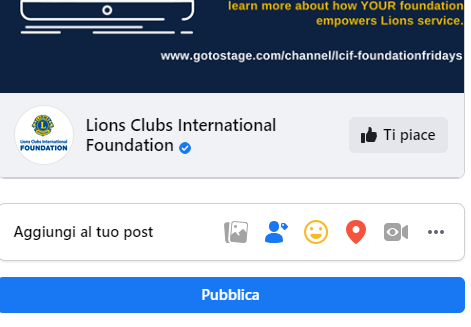 immagine che mostra il pulsante per pubblicare sulla tua pagina